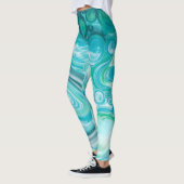 Leggings Bleu, Turquoise Mer Vagues et Bulles (Gauche)