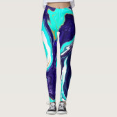 Leggings Bleu Turquoise Océan Fluide Marbre Art (Devant)