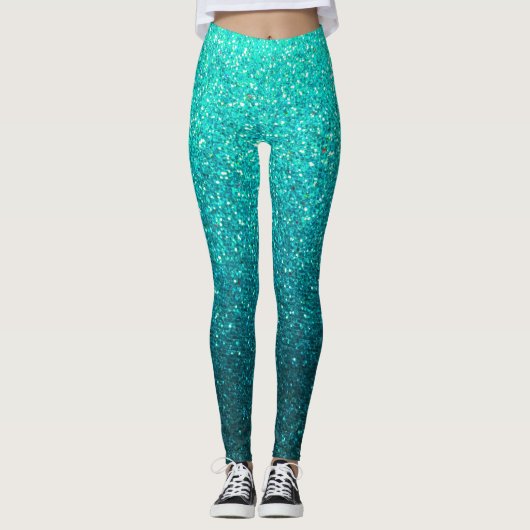 Leggings Bleu Turquoise Parties scintillant Noir Ombre Spar (Devant)