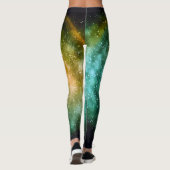 Leggings bleu turquoise turquoise orange galaxie étoiles ph (Dos)