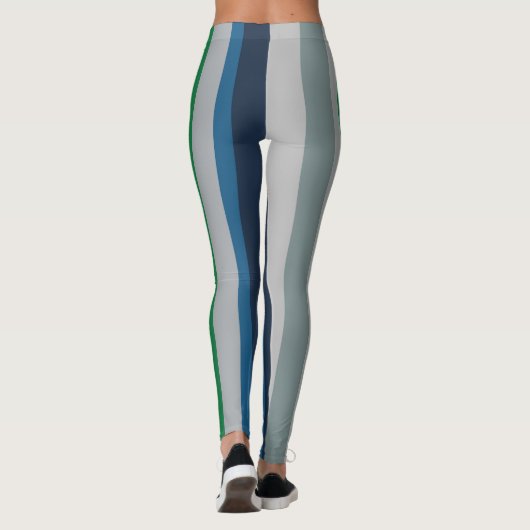 Leggings Bleu vert Abstrait rayures (Dos)