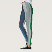 Leggings Bleu vert Abstrait rayures (Gauche)