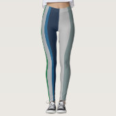 Leggings Bleu vert Abstrait rayures (Devant)