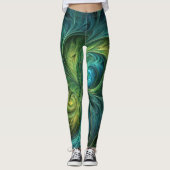 Leggings Bleu vert AI Motif fractal (Devant)
