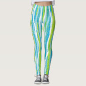 Leggings Bleu Vert Blanc Défilé Qualité Exercice (Devant)