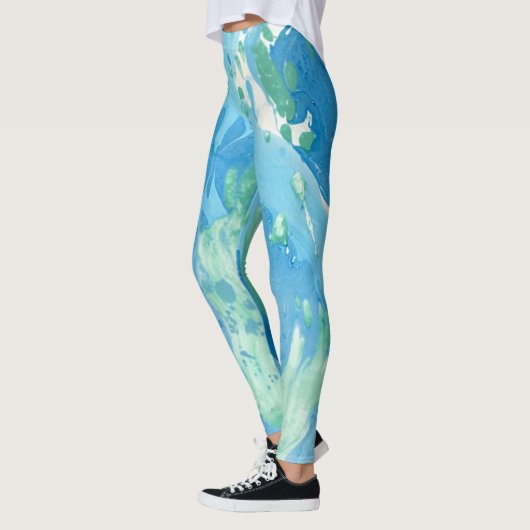 Leggings Bleu Vert Blanc tendance Modèle Abstrait moderne (Gauche)