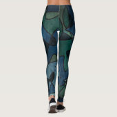 Leggings Bleu Vert Digital Vitrage Abstrait unique (Dos)