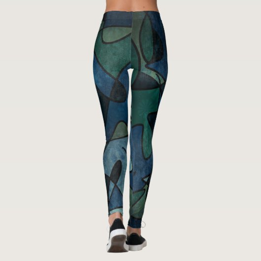 Leggings Bleu Vert Digital Vitrage Abstrait unique (Dos)