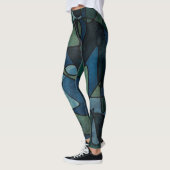 Leggings Bleu Vert Digital Vitrage Abstrait unique (Gauche)