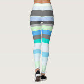 Leggings Bleu, vert et gris Abstrait rayures (Dos)
