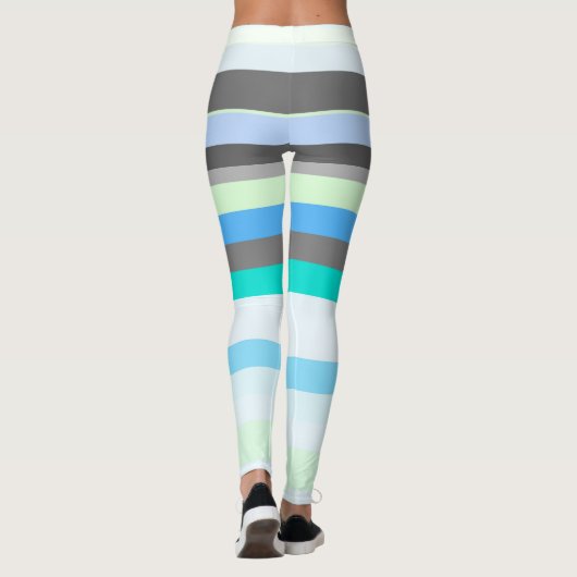 Leggings Bleu, vert et gris Abstrait rayures (Dos)