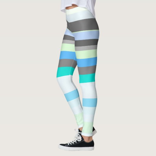 Leggings Bleu, vert et gris Abstrait rayures (Gauche)