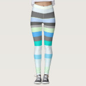 Leggings Bleu, vert et gris Abstrait rayures (Devant)