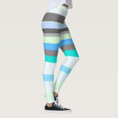 Leggings Bleu, vert et gris Abstrait rayures (Droite)
