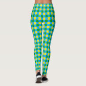 Leggings Bleu Vert Jaune Chèque Plaid Design Motif (Dos)