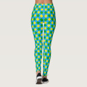 Leggings Bleu Vert Jaune Chèque Plaid Design Motif (Dos)