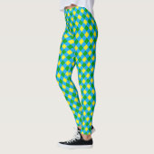 Leggings Bleu Vert Jaune Chèque Plaid Design Motif (Gauche)