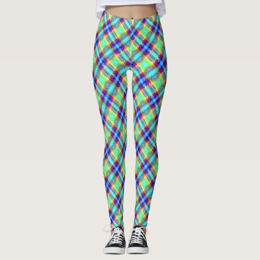 Leggings Bleu vert jaune violet ruban poli (Devant)