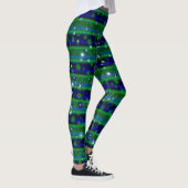 Leggings Bleu vert rayures avec étoiles et Raindrops (Droite)