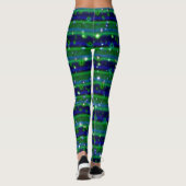 Leggings Bleu vert rayures avec étoiles et Raindrops (Dos)