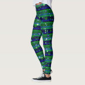 Leggings Bleu vert rayures avec étoiles et Raindrops (Gauche)