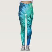 Leggings Bleu Vert & Turquoise Psychédélique Starburst Tie  (Devant)