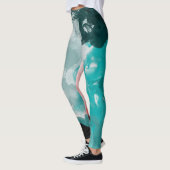 Leggings Bleu Vert Turquoise sarcelle pêche mode (Gauche)