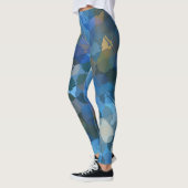 Leggings bleu violet or vert abstrait motif géométrique (Gauche)