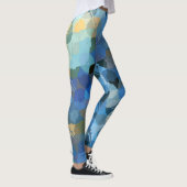 Leggings bleu violet or vert abstrait motif géométrique (Droite)