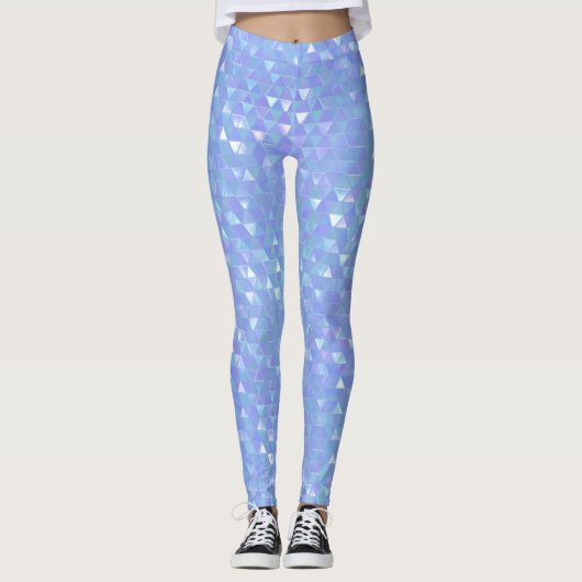 Leggings Bleu Violet Tendances Triangles Géométrique (Devant)