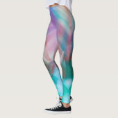 Leggings Bleu violet vert turquoise rayures abstrait gras (Gauche)