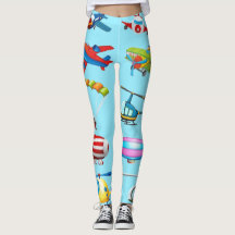 Leggings bleus à motif d'avion de dessin animé mig
