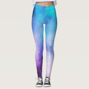 Leggings Bleus colorés et violets dans l'aquarelle crique