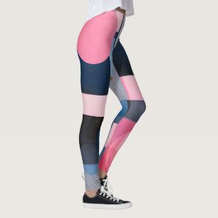 Leggings Bleus et roses subtils dans l'abstraction géométri