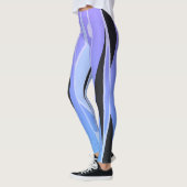 Leggings bleus et violets avec bandes noires ondul (Gauche)