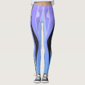 Leggings bleus et violets avec bandes noires ondul (Devant)