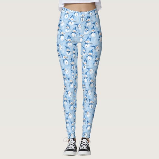 Leggings bleus neige de Noël (Devant)