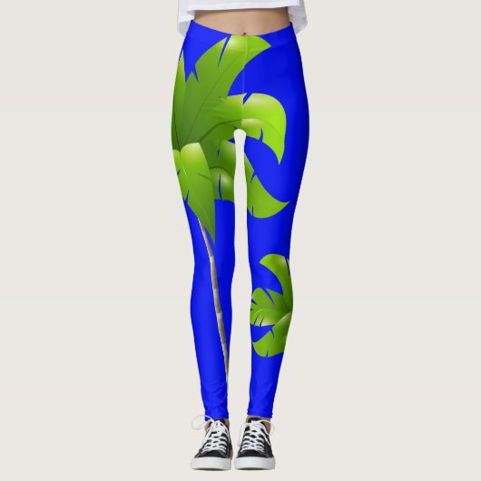 Leggings bleus Palm Tree (Devant)