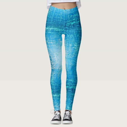 Leggings bleus rétro dynamiques (Devant)