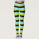 Leggings Bleus vert citron, noir et bleu pastel<br><div class="desc">art numérique Abstrait de rayures vert citron, noir et bleu pastel.</div>