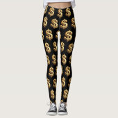 Leggings Bling Dollar Noir & Or (Devant)