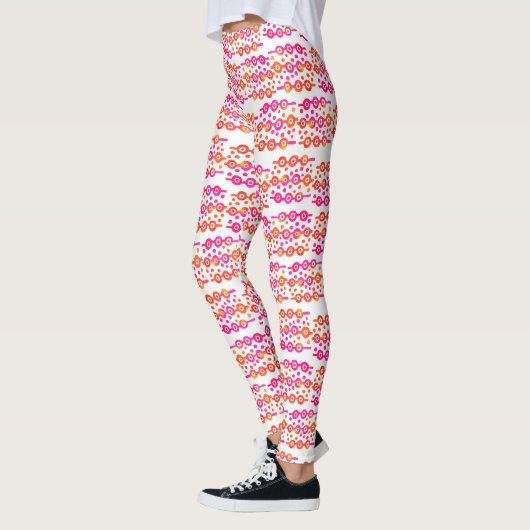 Leggings Bloc Batik orange rose néon Imprimer Abstrait (Gauche)