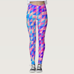 Leggings Bloc de couleur abstrait rose et violet vintage