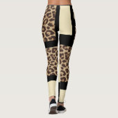 Leggings Bloc de couleur Crème ivoire Noir & Leopard Cheeta (Dos)
