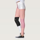 Leggings Bloc de couleur en marbre noir blanc rose chick or (Gauche)