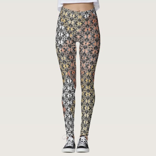 Leggings Bloc de couleur et fleurs (Devant)