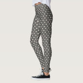 Leggings Bloc de style Aztec Imprimer noir+crème Motif Rpt (Gauche)