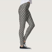 Leggings Bloc de style Aztec Imprimer noir+crème Motif Rpt (Droite)