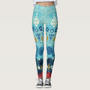 Leggings bloc lotus bleu