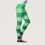 Leggings Blocage couleur Motif de bandes vertes<br><div class="desc">Un élégant camaïeu de motif rayé vert monochrome.</div>